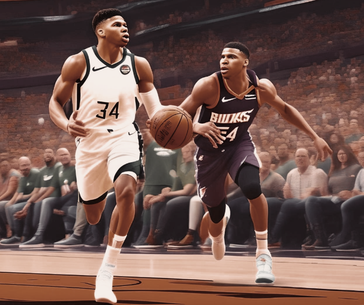 Giannis Antentokoumpo AI envisioned versus the Suns