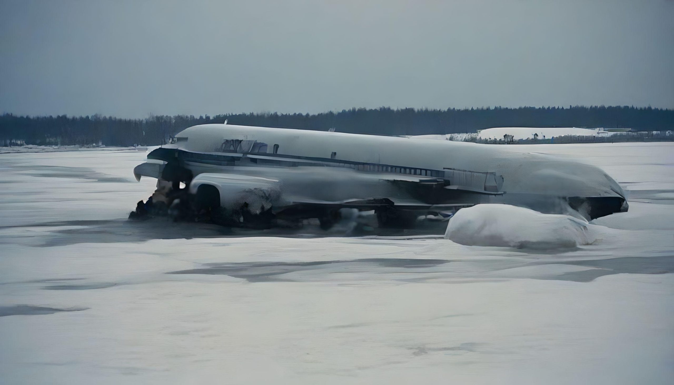 Air Florida Flight 90 plane crash in the frozen Potomac River in 1982 envisioned by AI