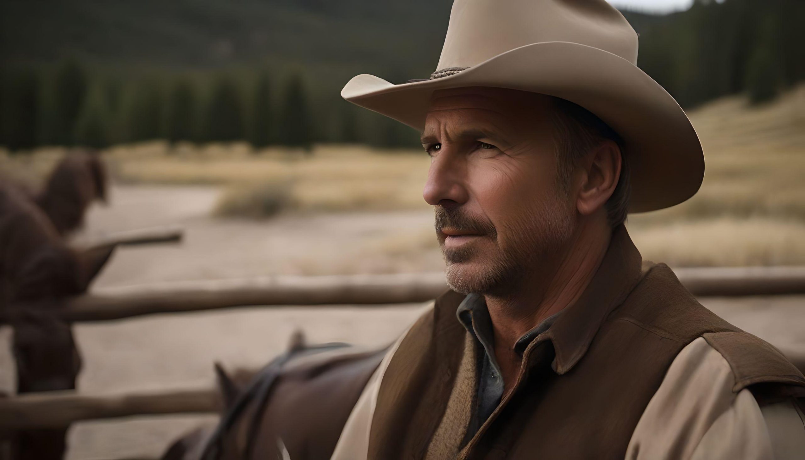 Kevin Costner on his aspen ranch envisioned by AI