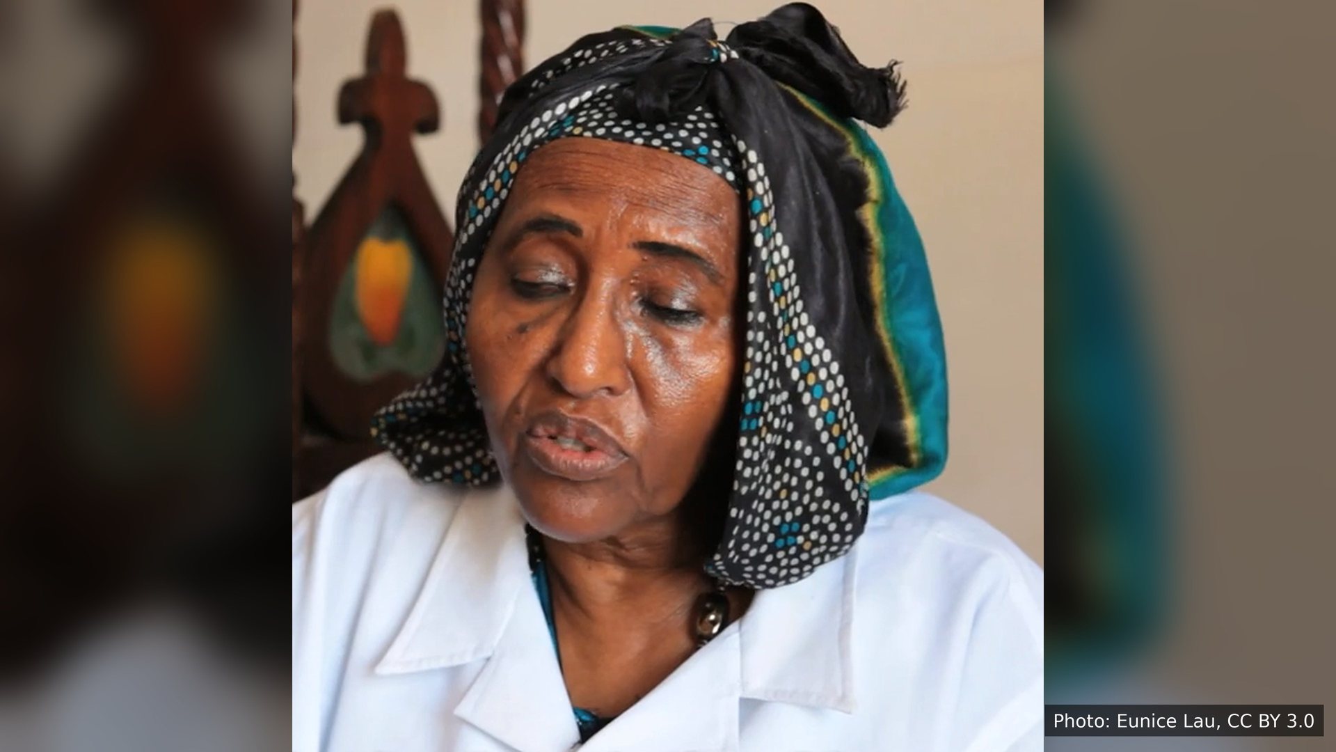 Dr. Hawa Abdi (Mama Hawa) in her white doctor's coat