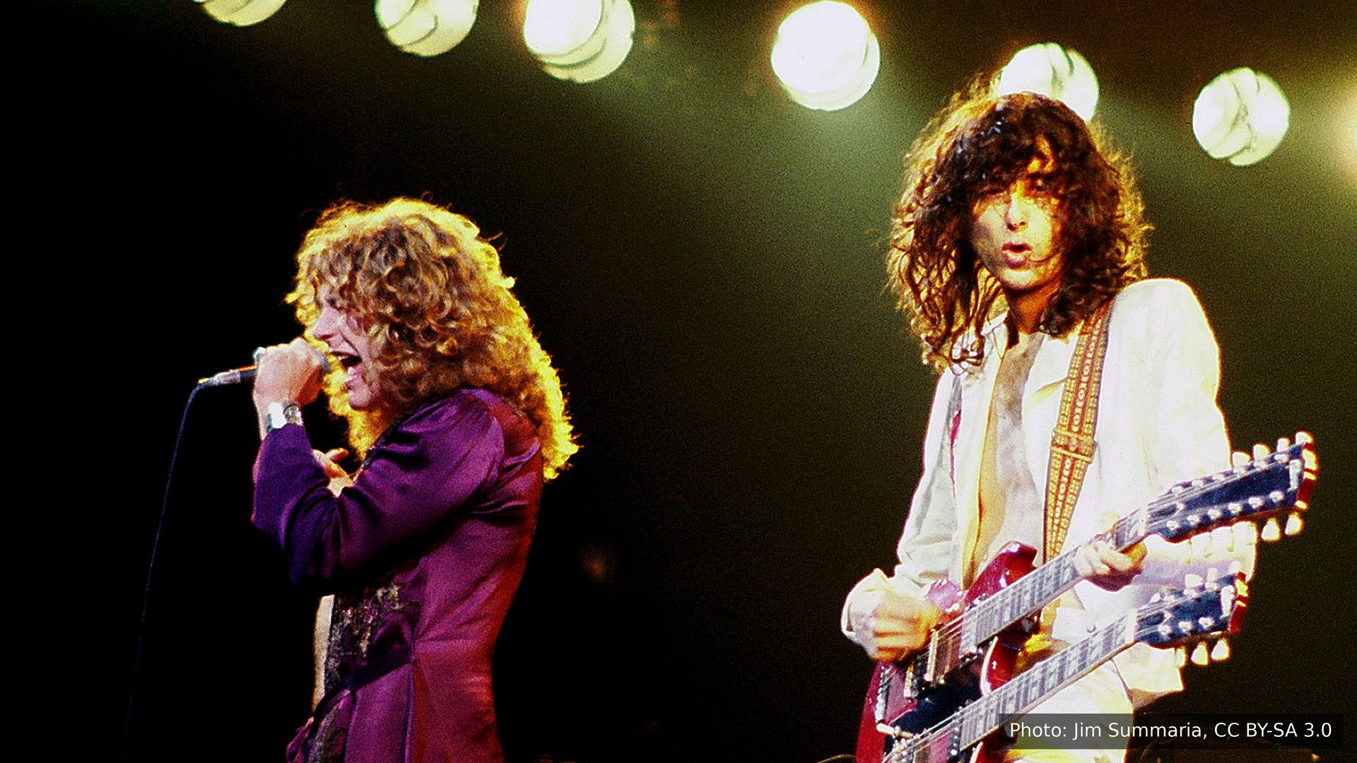 Robert Plant on stage with Led Zeppelin, 1977